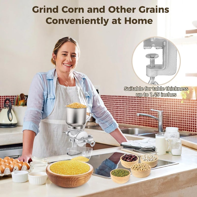 DIMEGON High Hopper Corn Grinder, Iron Grain Grinder Manual Coffee Grinder, Hand Grinder with Large Hopper for Barley Wheat Berries Coffee Chickpeas Pepper Dried Beans, Animals Feed Home Brewing - Image 3